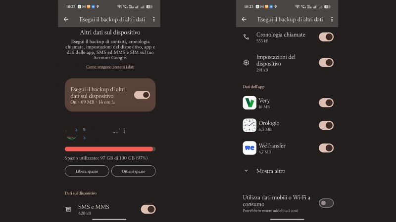 Le nuove opzioni di backup