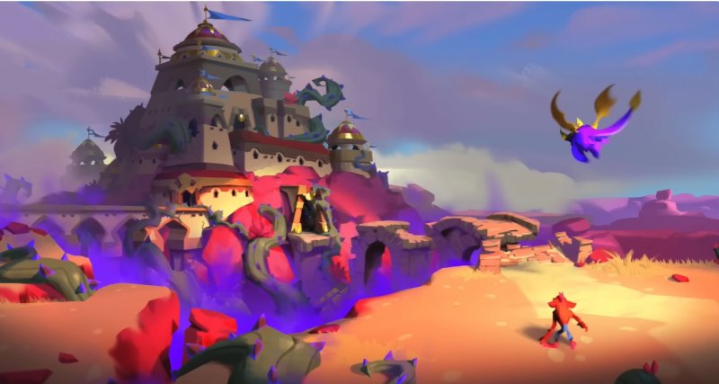 Un artwork di Crash Bandicoot 5 in cui si nota chiaramente la presenza di Spyro
