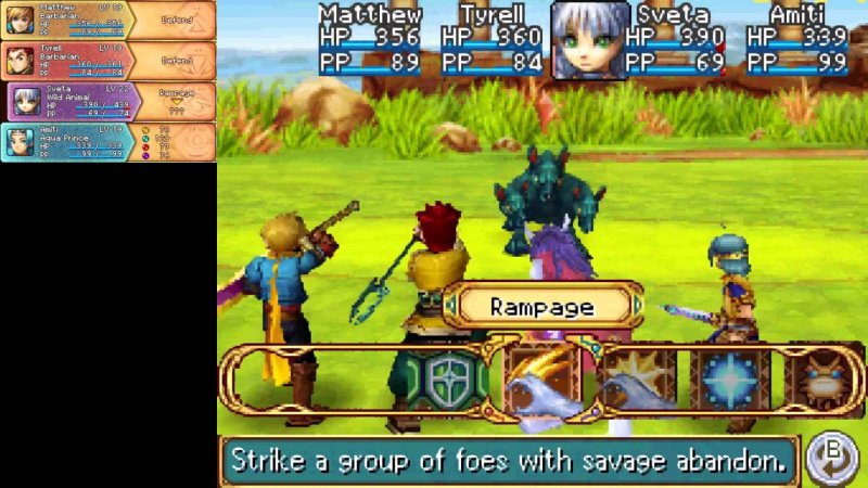 Un combattimento in Golden Sun: L'alba oscura