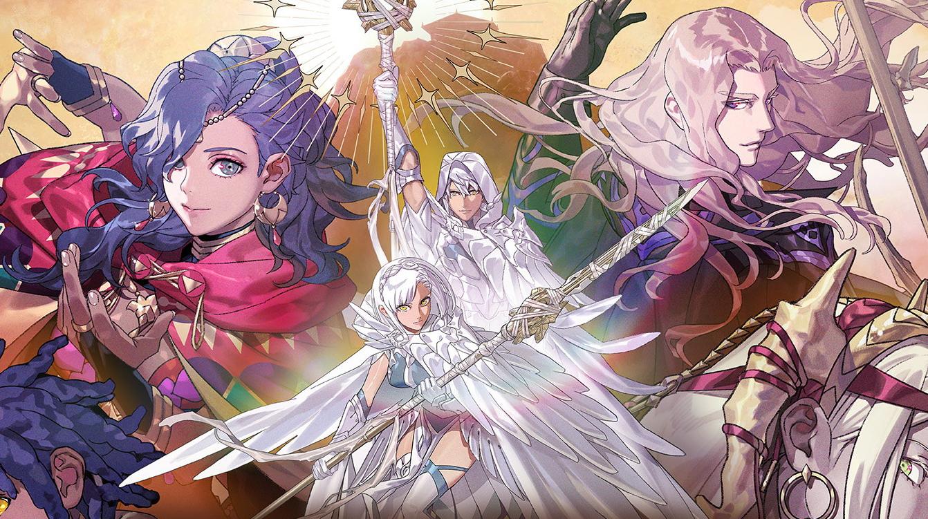 Una immagine con diversi eroi di Fire Emblem: Fortune's Weave