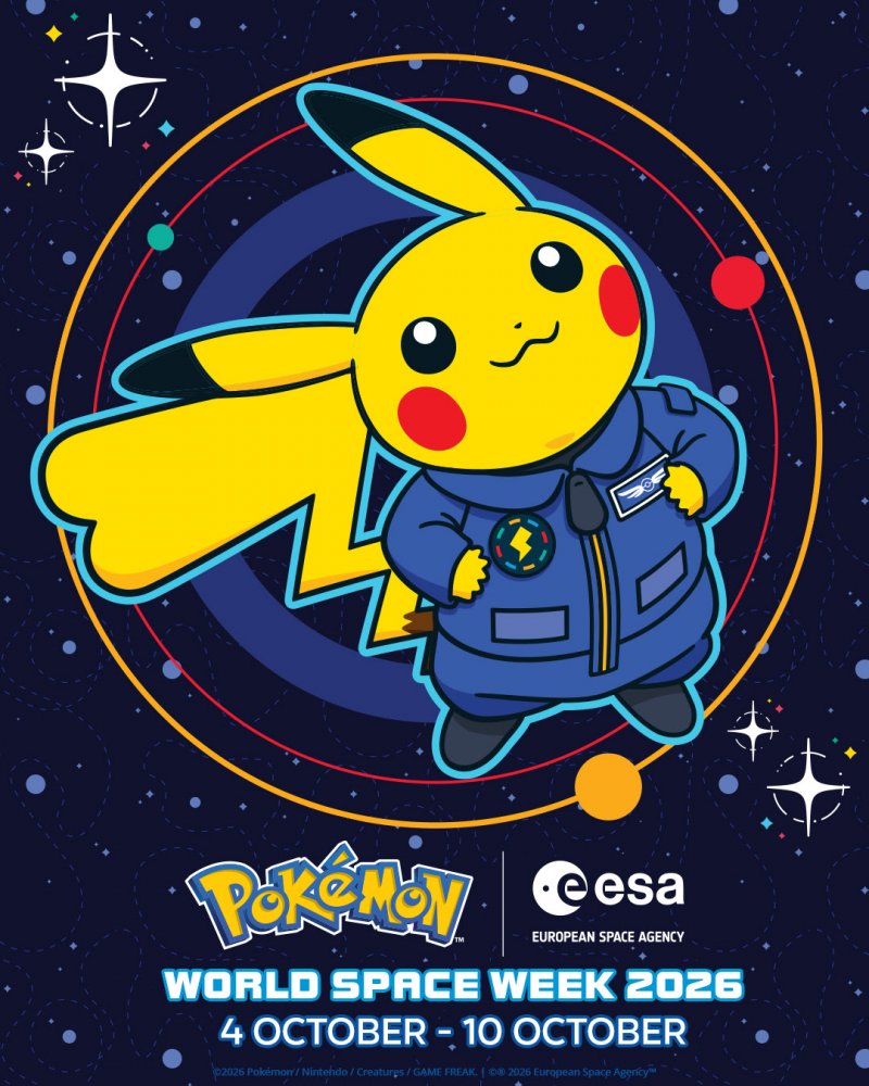 La locandina completa della collaborazione tra Pokémon ed ESA