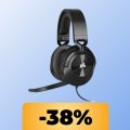 Le cuffie da gaming Corsair HS55 sono in promozione su Amazon: Dolby 7.1, leggere e multipiattaforma