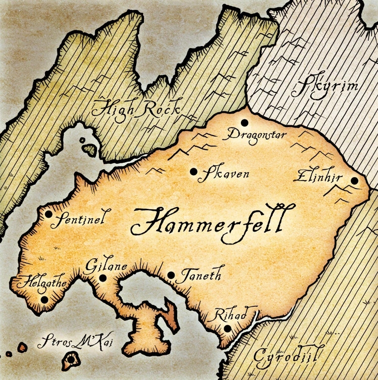 La mappa di Hammerfell
