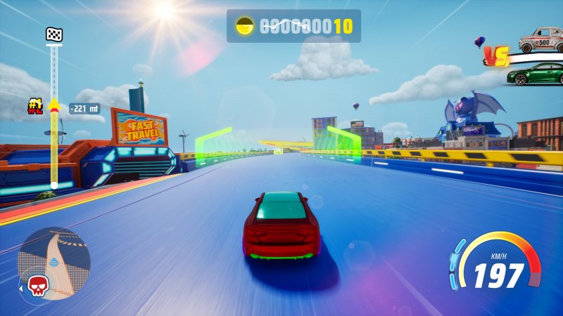 Una sequenza di gara a checkpoint in Hot Wheels Infinite Rush
