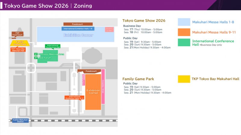 La piantina generale ufficiale del Tokyo Game Show 2026