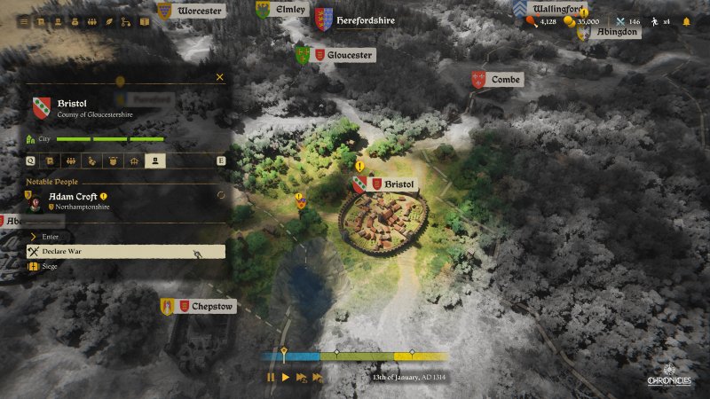 La mappa strategica ricorda quella della serie Total War
