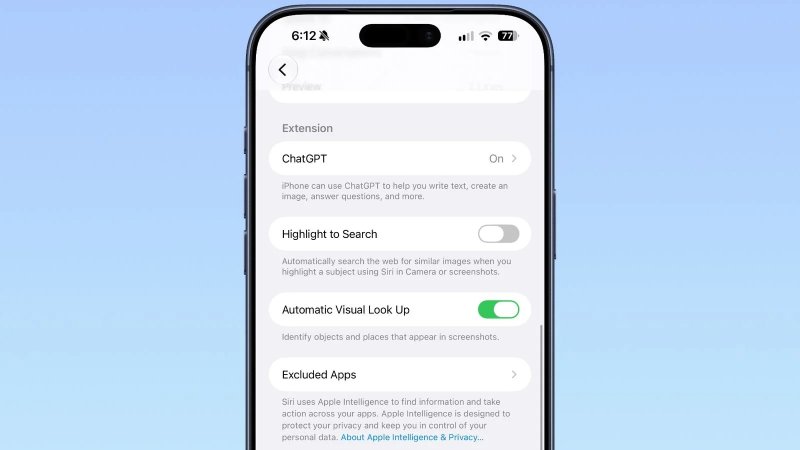 L'opzione per escludere le app