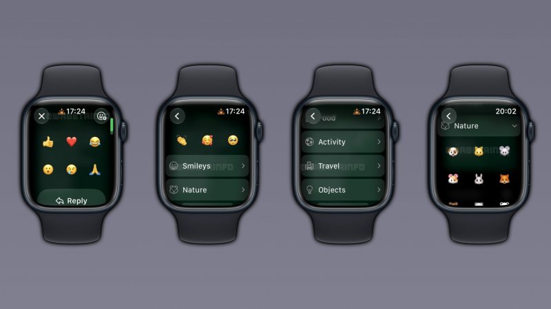 Tutte le faccine nell'app WhatsApp per Apple Watch