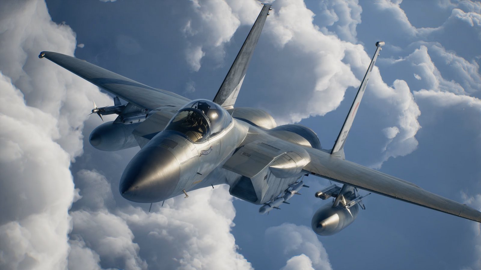 Uno screenshot di Ace Combat 8: Wings of Theve con in primo piano uno dei tanti aerei controllabili nel gioco
