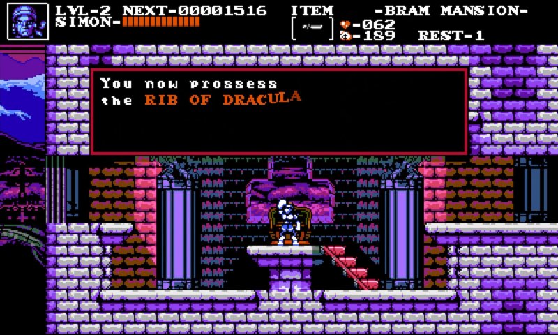 In Castlevania II: Simon's Quest il nostro compito era quello di recuperare delle parti del corpo di Dracula per spezzare una maledizione