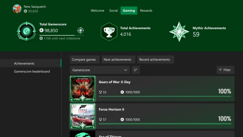Il nuovo profilo Xbox con i badge Mythic