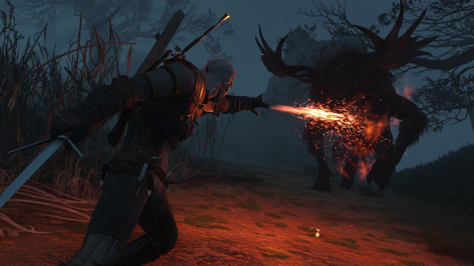 Geralt affronta un mostro in The Witcher 3 Remastered