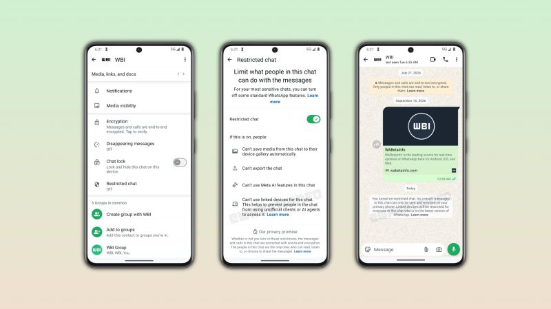 New interface for restricted chats and what options can be activated (Source: wabetainfo)