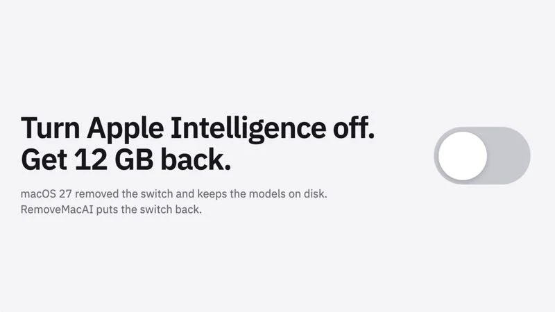 Un semplice toggle e Apple Intelligence viene disinstallato completamente