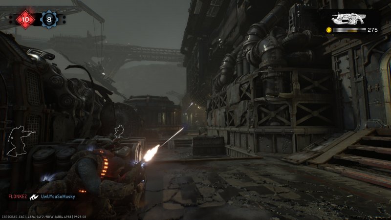 Fuoco da un appostamento nel Versus di Gears of War: E-Day