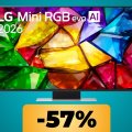 La smart TV LG da 55' con tecnologia Mini RGB è in sconto del 57% su Amazon: acquistala al minimo storico