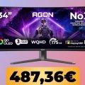 Il monitor curvo AOC WQHD da 34' e 175Hz è su Amazon al minimo storico