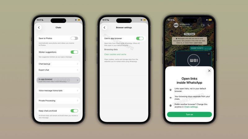 L'interfaccia di scelta del nuovo browser WhatsApp (fonte: wabetainfo)