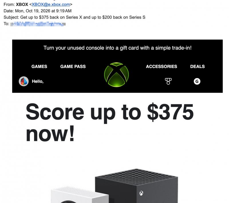Uno screenshot della mail in questione