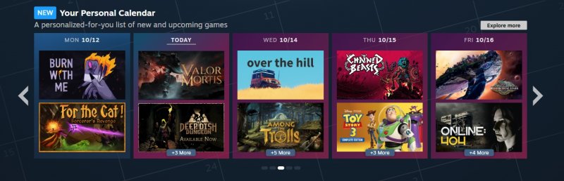 Un esempio di Calendario Personale su Steam