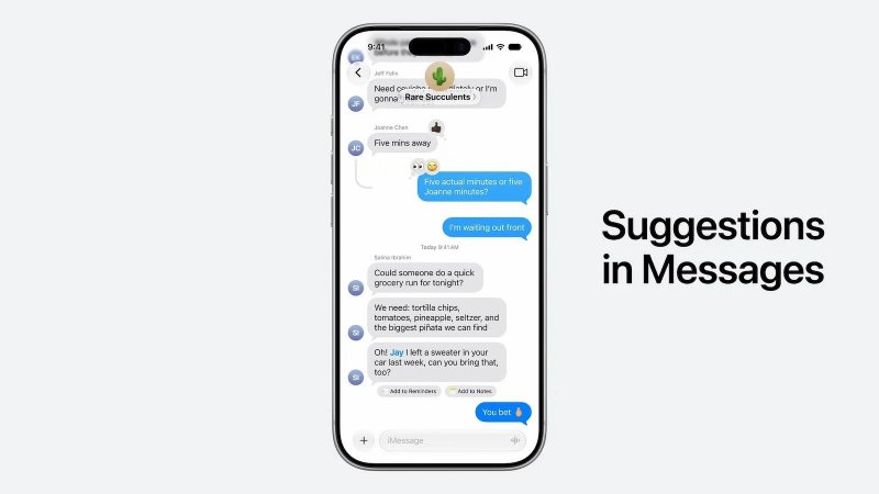 I suggerimenti nell'app Messaggi