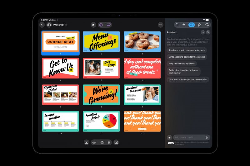 Arriva per Keynote, Pages e Numbers un assistente intelligente in grado di comprendere il contesto del documento, aiutando gli utenti a essere più produttivi senza dover interrompere il proprio lavoro.