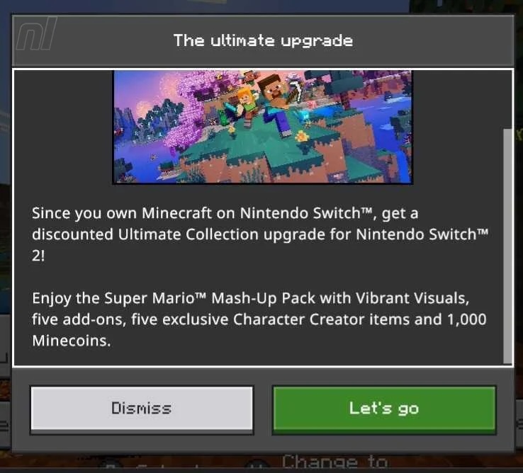 Il messaggio per l'upgrade