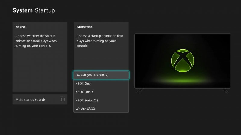 L'opzione per cambiare l'animazione di avvio di Xbox